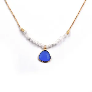 Banyan Rainbow Moonstone and Blue Chacedony Necklace