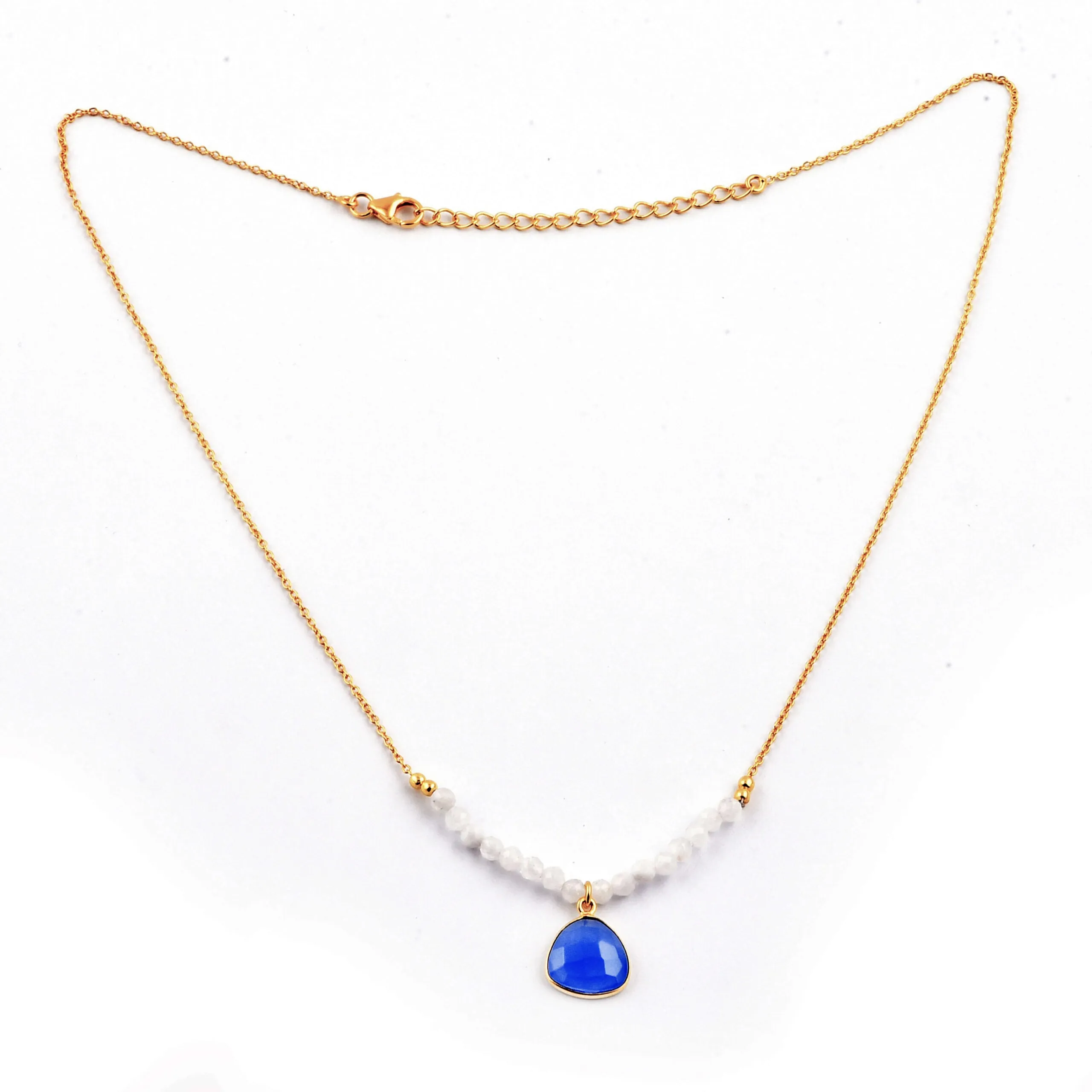 Banyan Rainbow Moonstone and Blue Chacedony Necklace