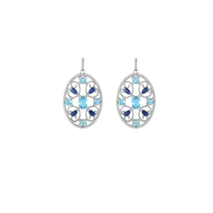 Blue Gemstone Earrings - Blue Topaz & Created Blue Sapphire Earrings