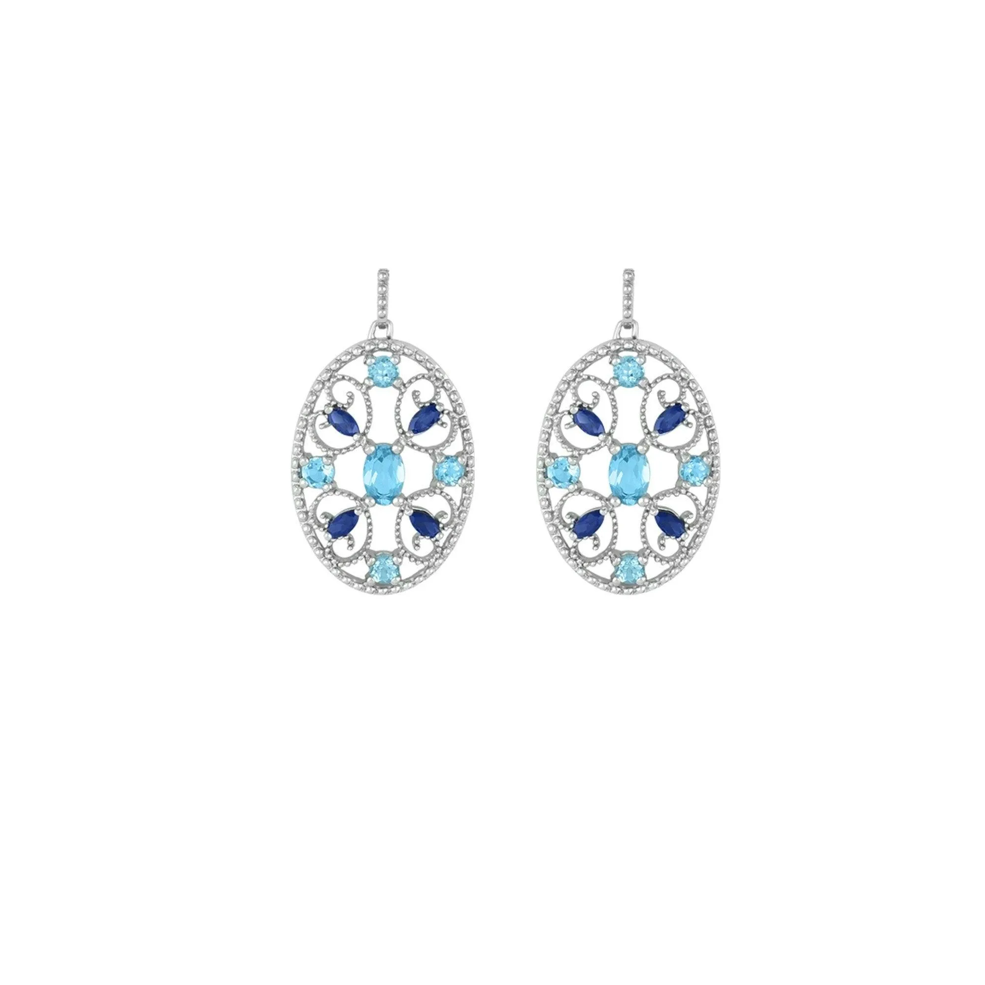 Blue Gemstone Earrings - Blue Topaz & Created Blue Sapphire Earrings
