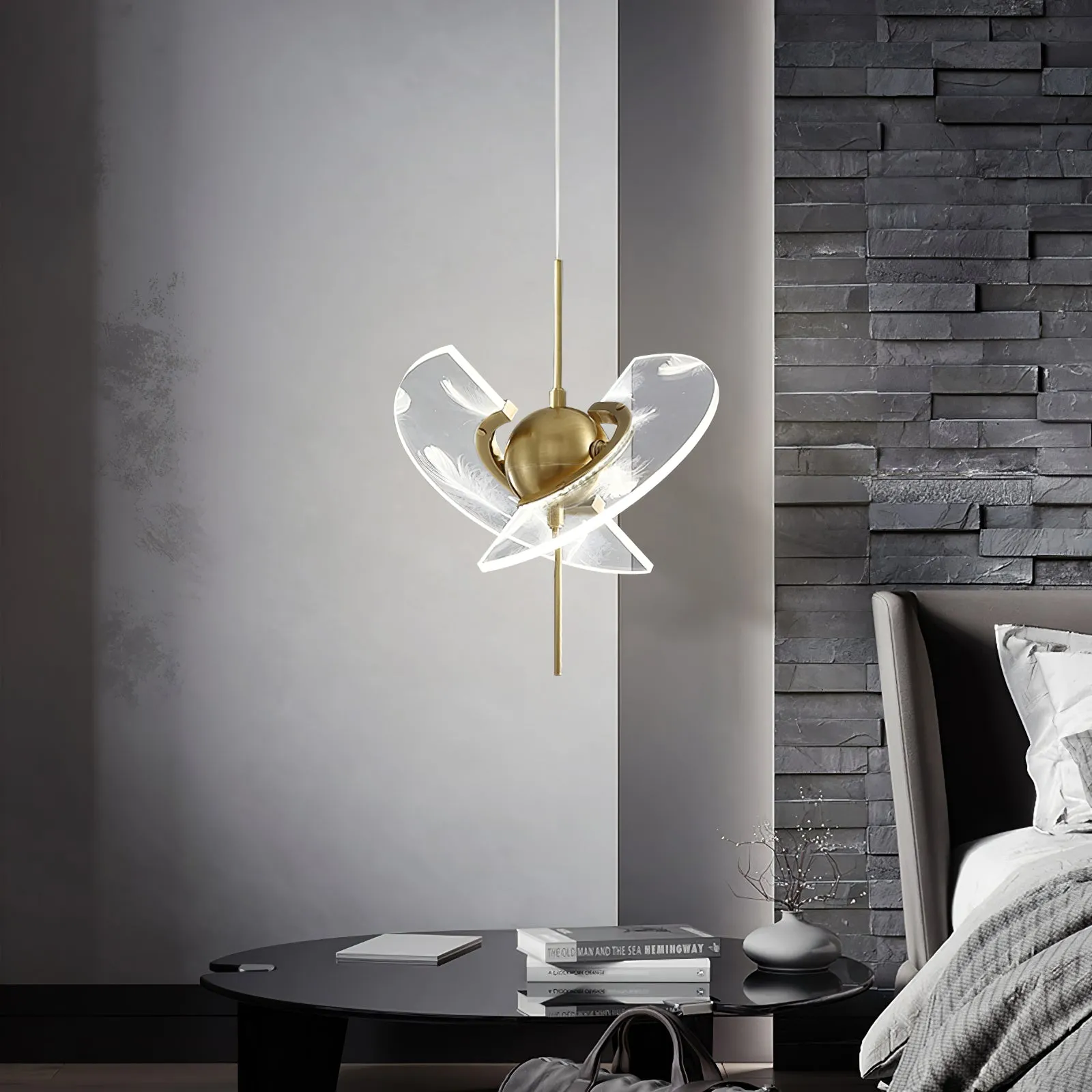 Brass Feather Pendant Lamp