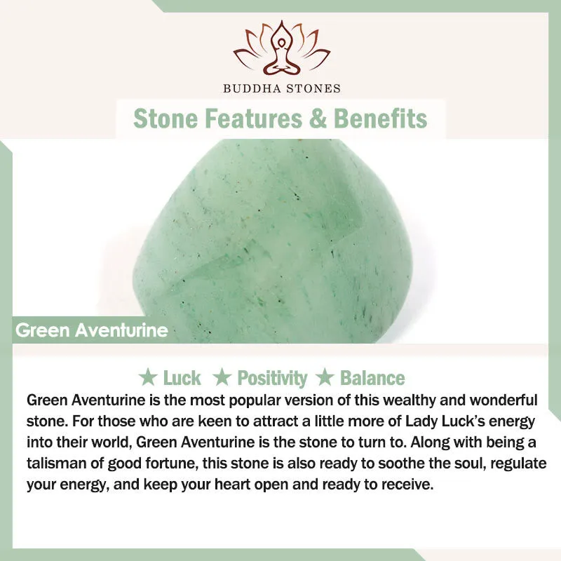 Buddha Stones 925 Sterling Silver Natural Green Aventurine Peace Buckle Bamboo Coin Prosperity Necklace Pendant