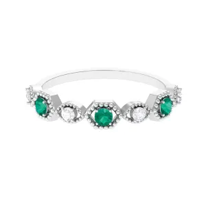 Certified Emerald and Diamond Half Eternity Ring
