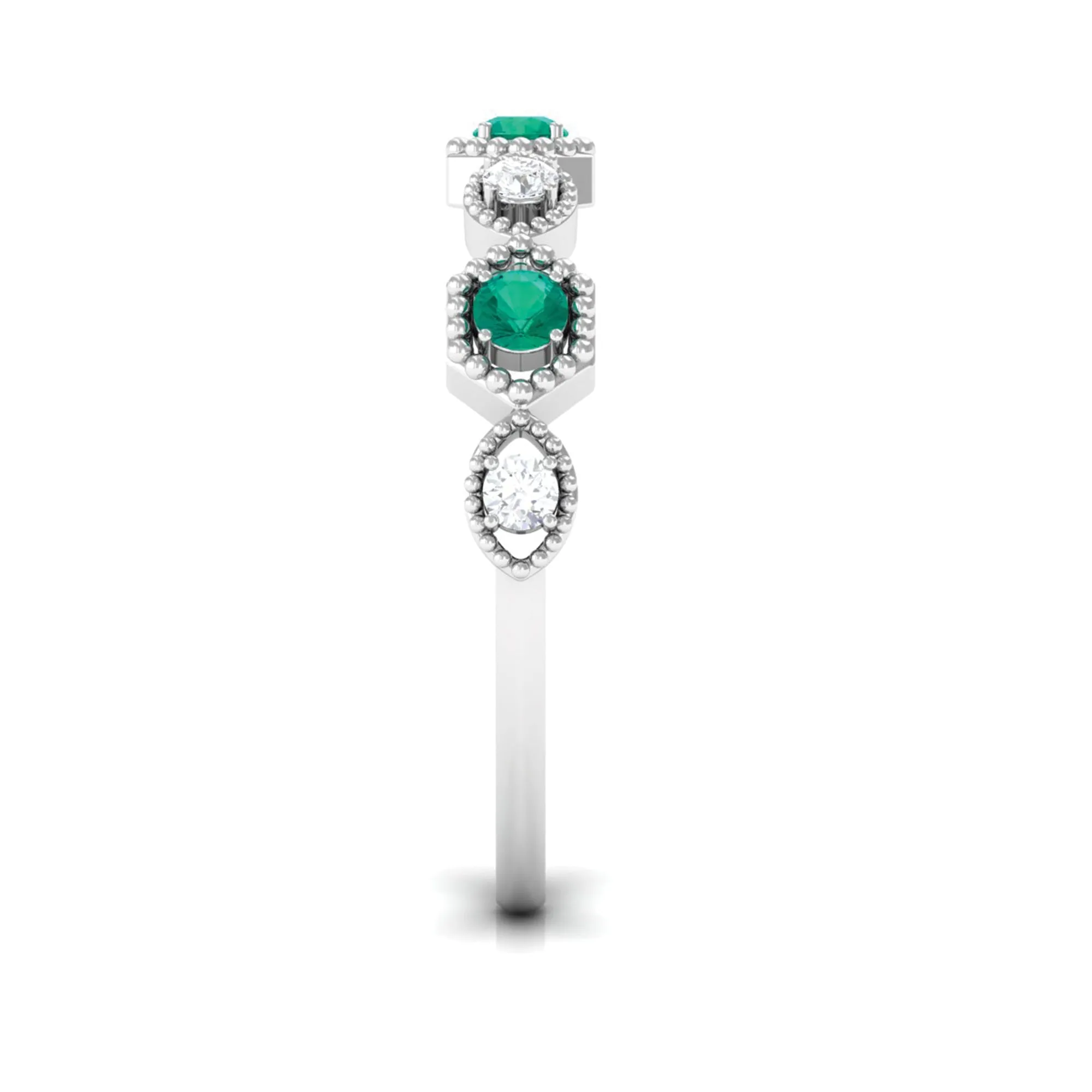 Certified Emerald and Diamond Half Eternity Ring