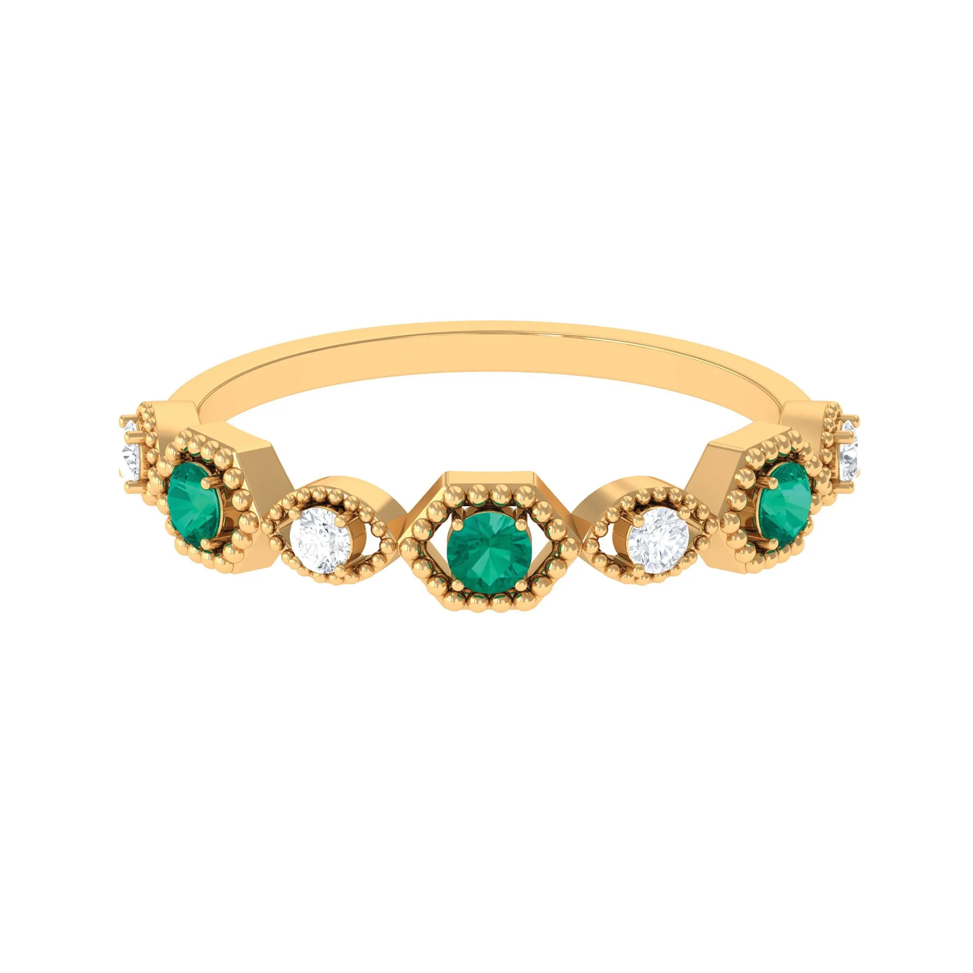 Certified Emerald and Diamond Half Eternity Ring
