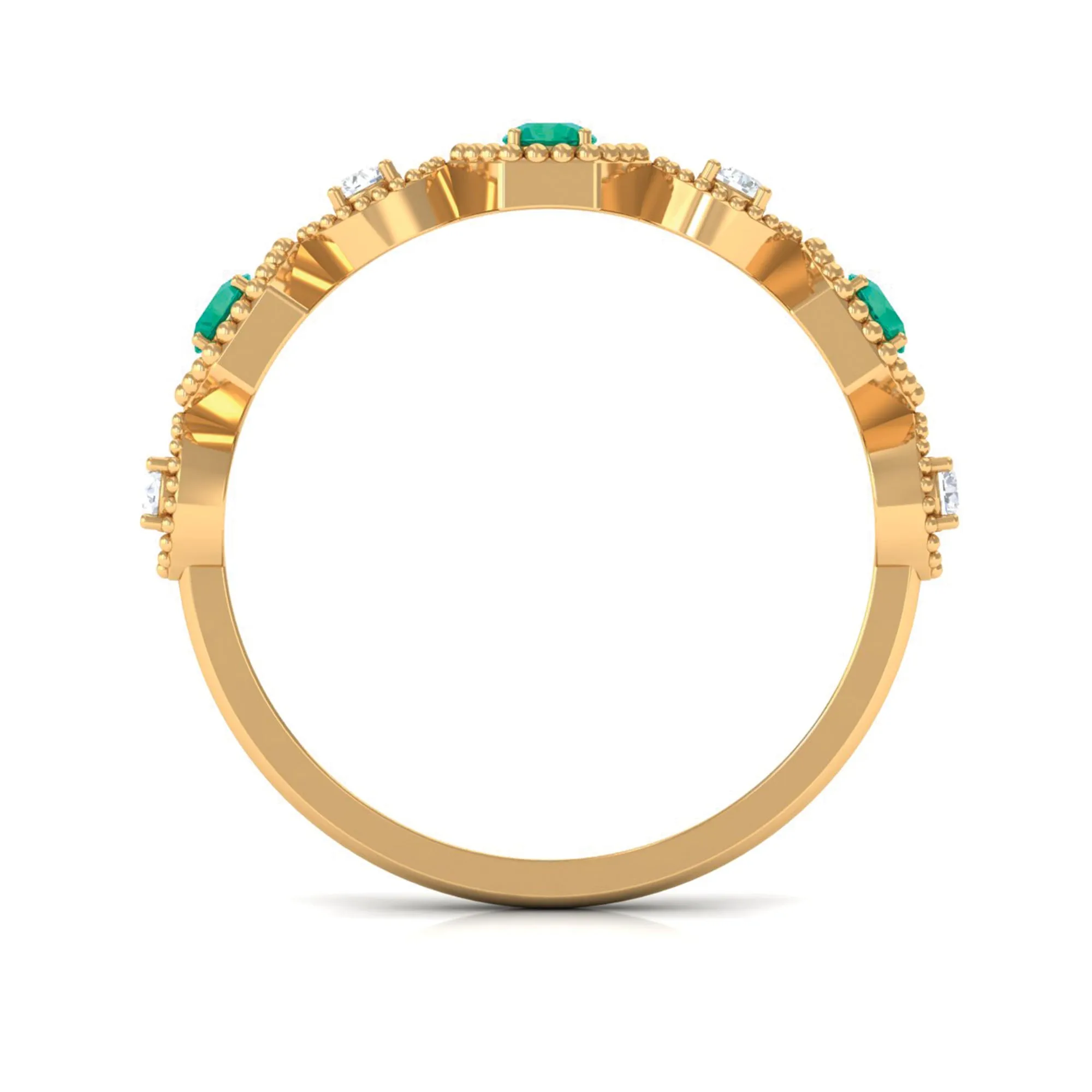 Certified Emerald and Diamond Half Eternity Ring