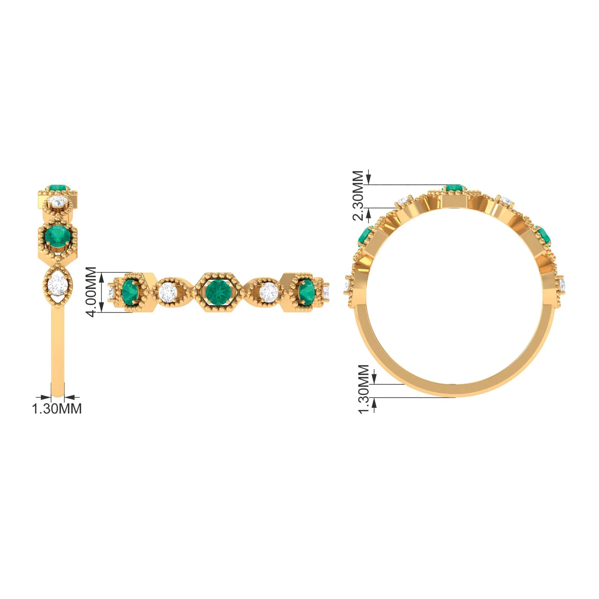 Certified Emerald and Diamond Half Eternity Ring