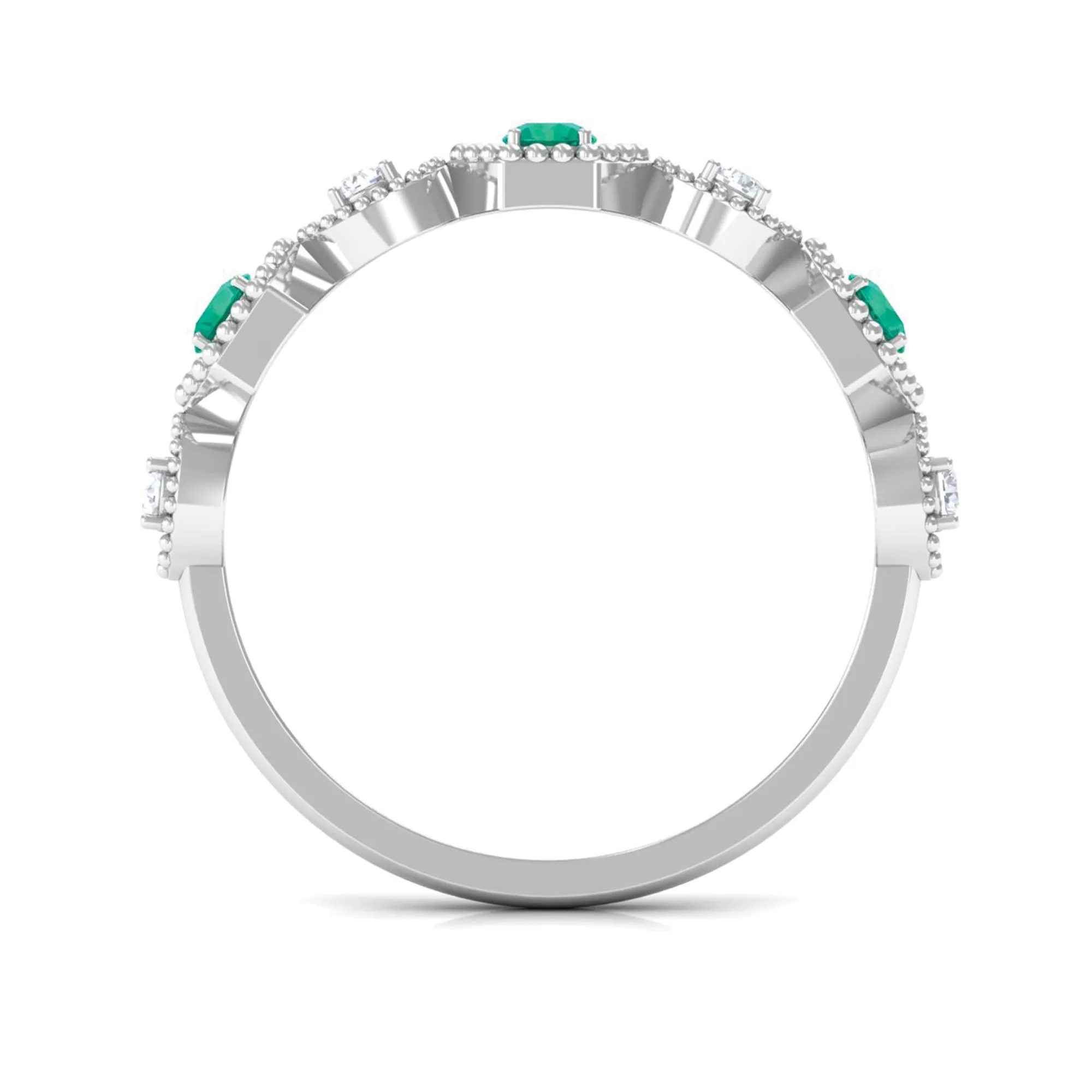 Certified Emerald and Diamond Half Eternity Ring