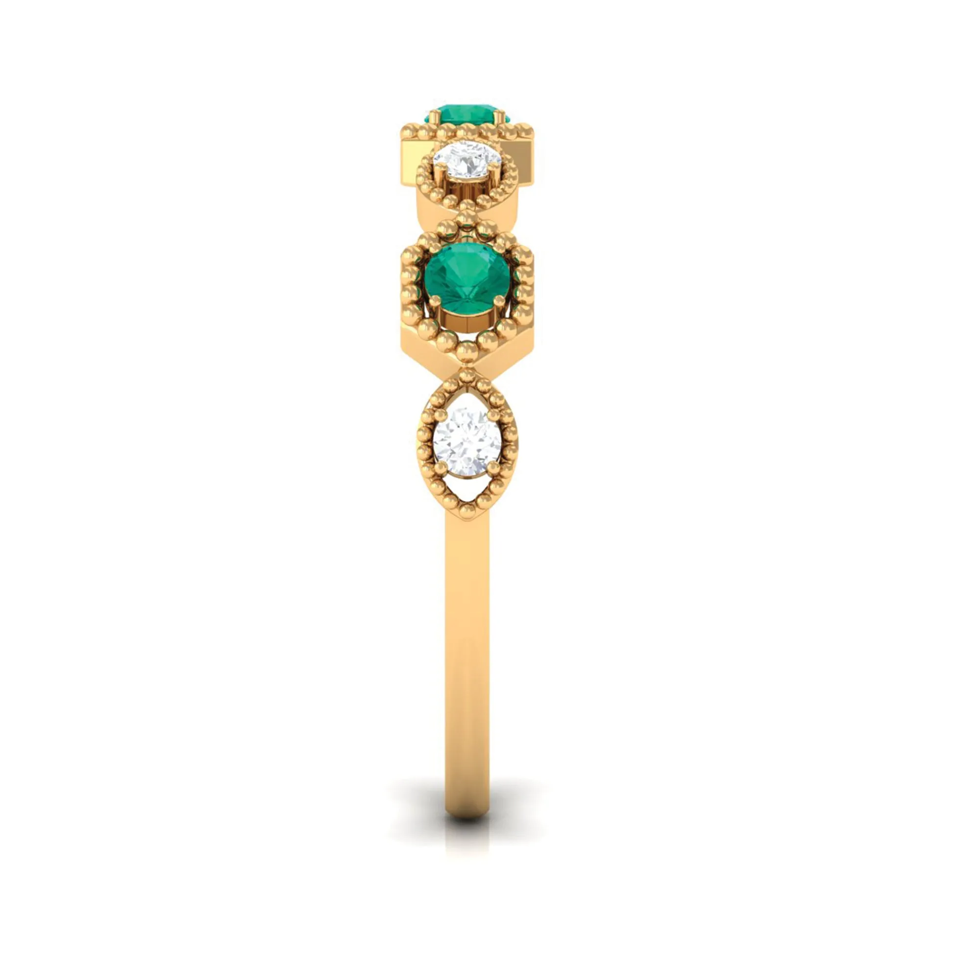 Certified Emerald and Diamond Half Eternity Ring