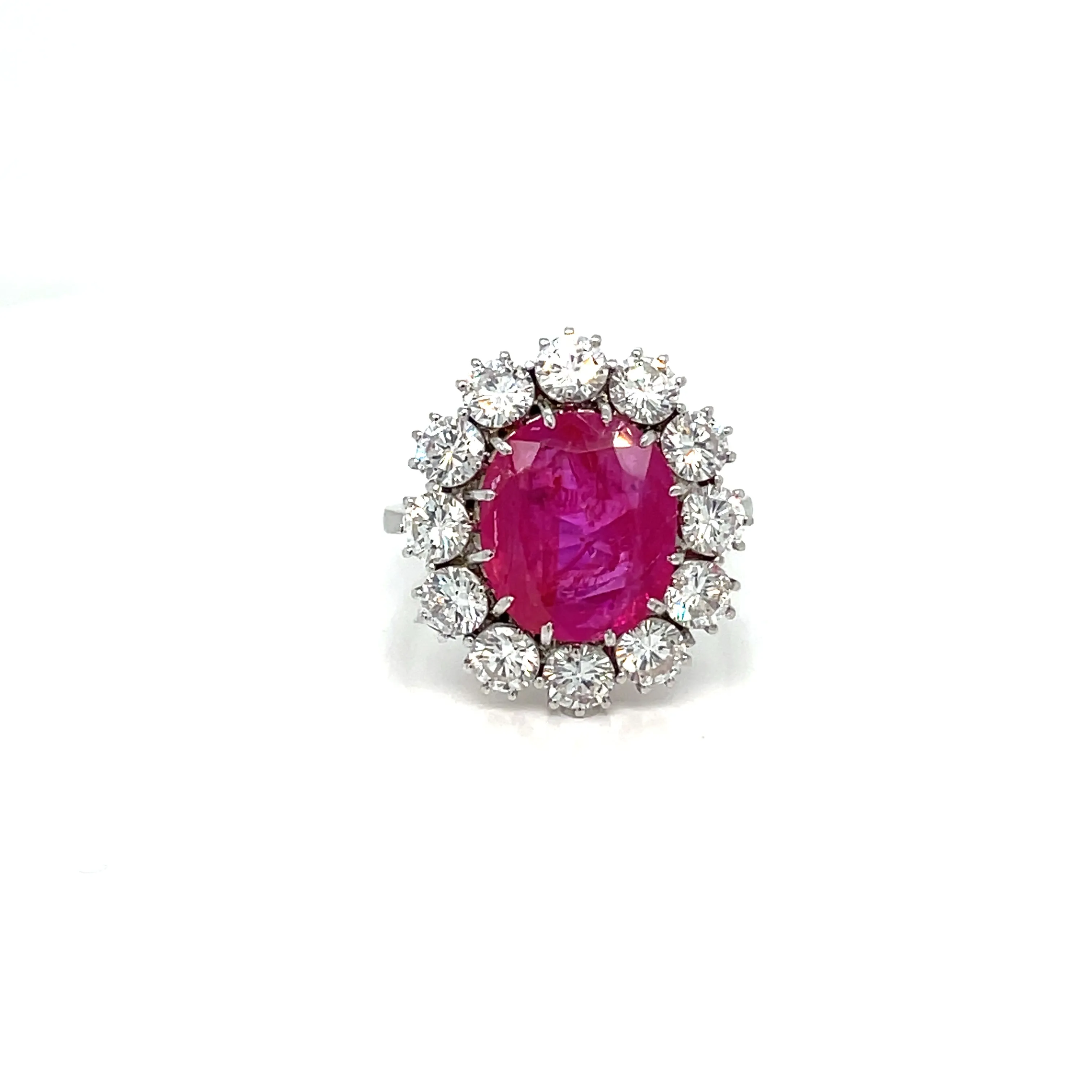 Certified Unheated Burma Ruby Diamond Vintage Gold Cluster Ring