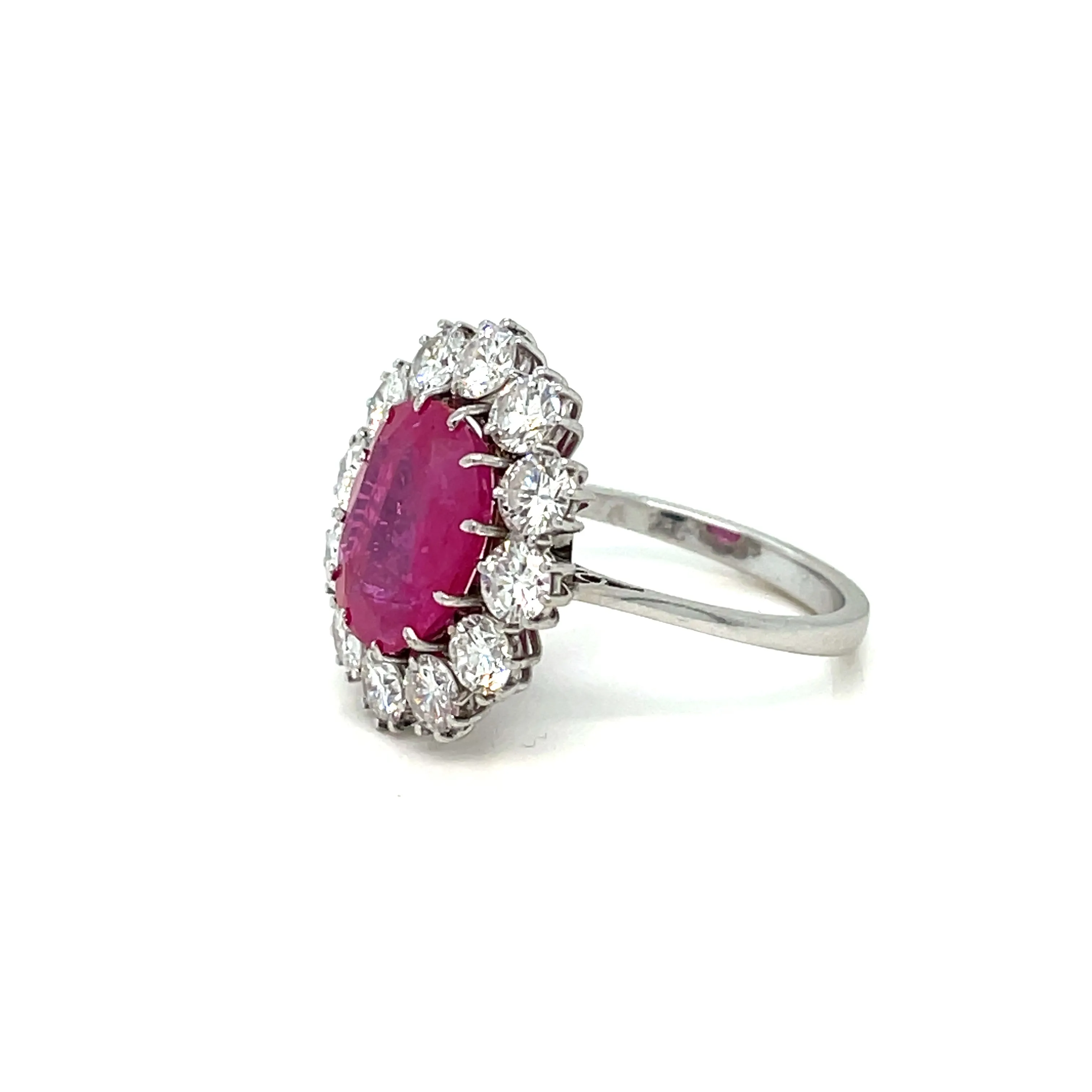 Certified Unheated Burma Ruby Diamond Vintage Gold Cluster Ring