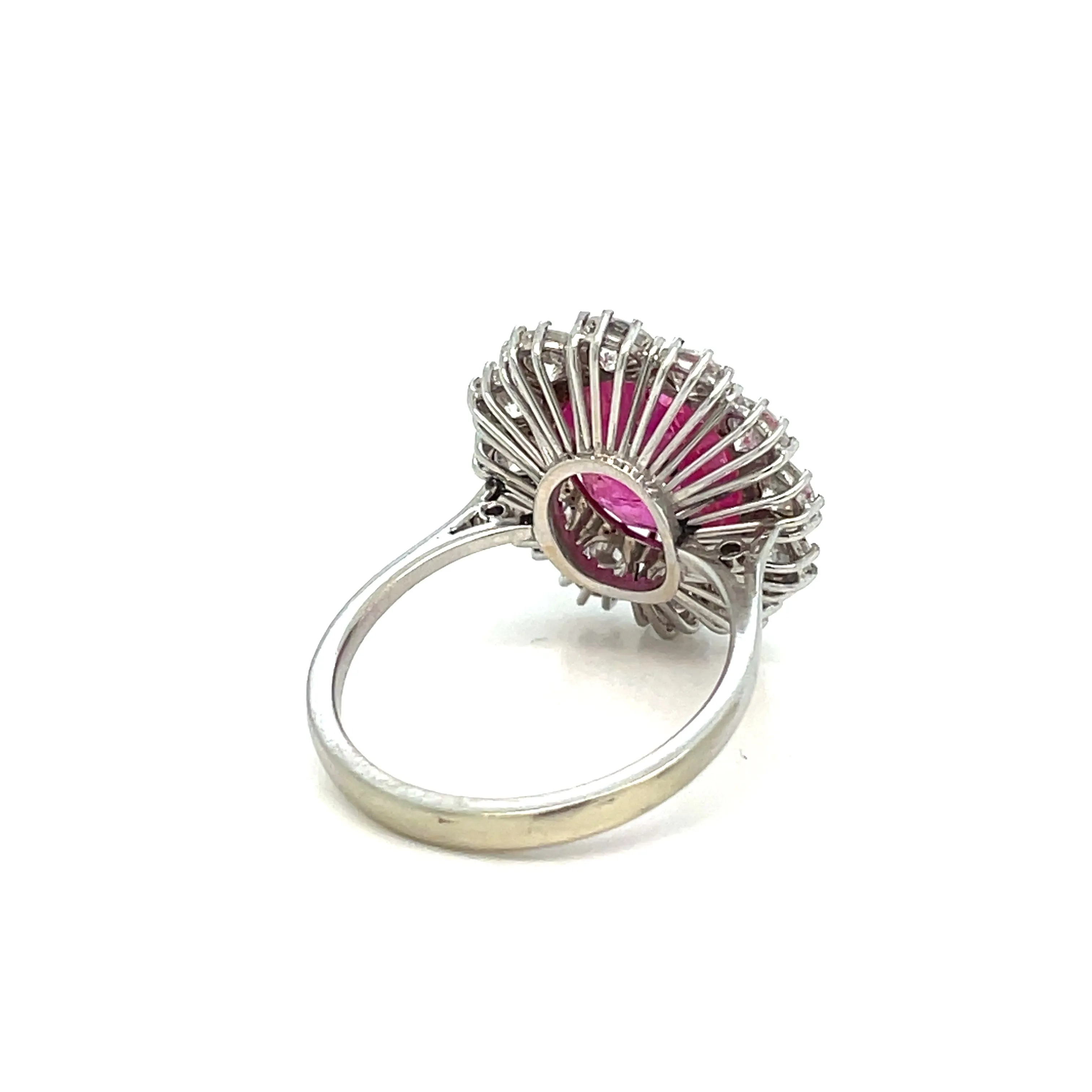 Certified Unheated Burma Ruby Diamond Vintage Gold Cluster Ring
