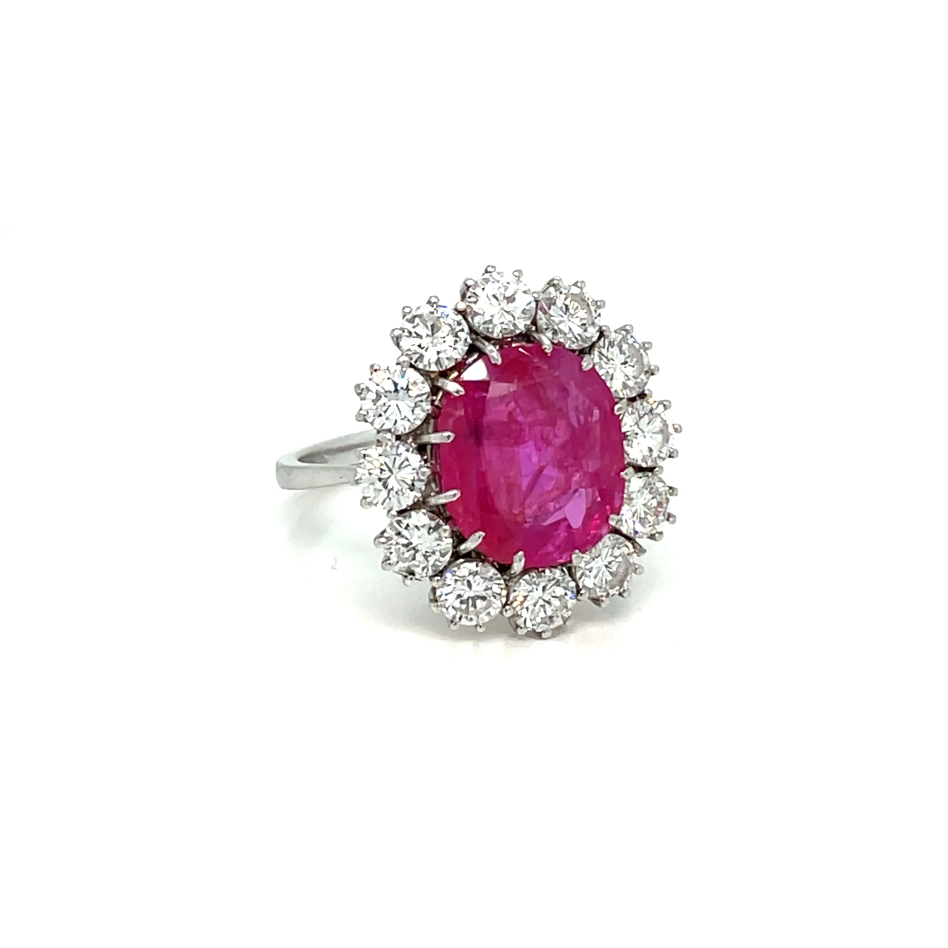 Certified Unheated Burma Ruby Diamond Vintage Gold Cluster Ring
