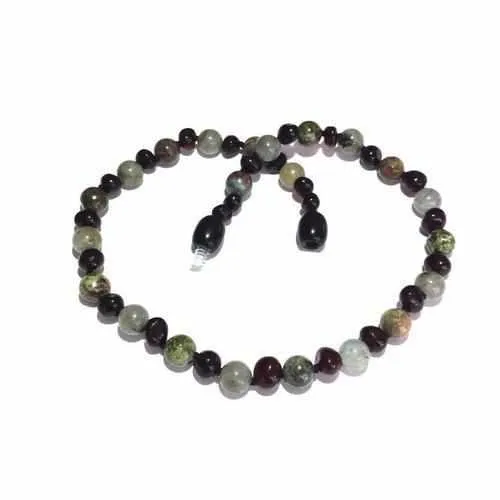 Child Helios Labradorite Bloodstone Polished Cherry Baltic Amber Necklace