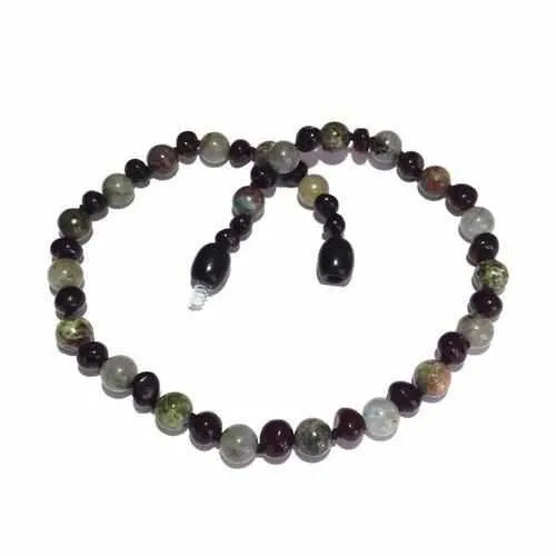 Child Helios Labradorite Bloodstone Polished Cherry Baltic Amber Necklace