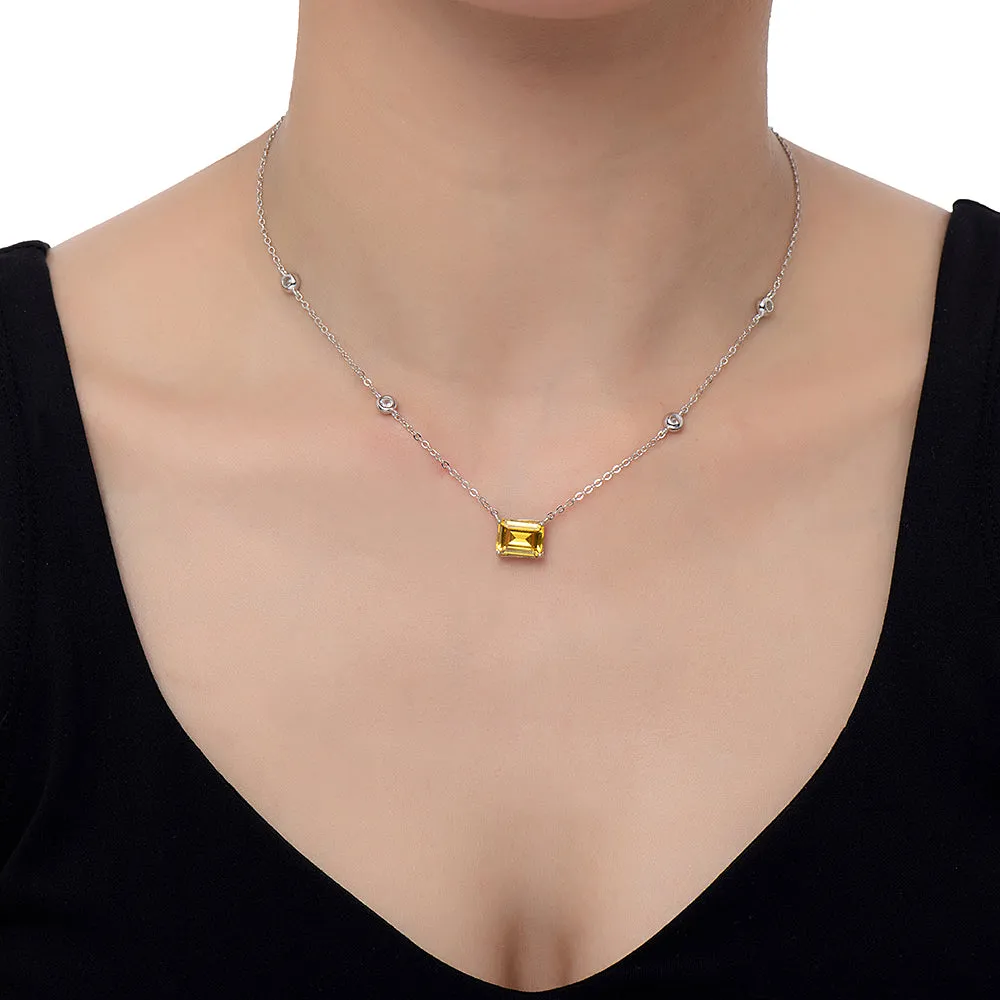 Citrine and CZ Necklace