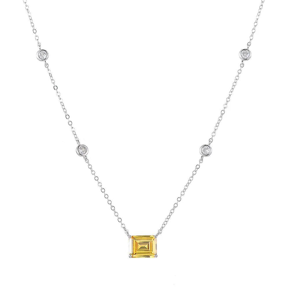 Citrine and CZ Necklace