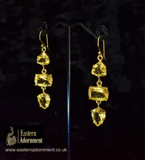 Citrine and Gold Plate Statement Earrings
