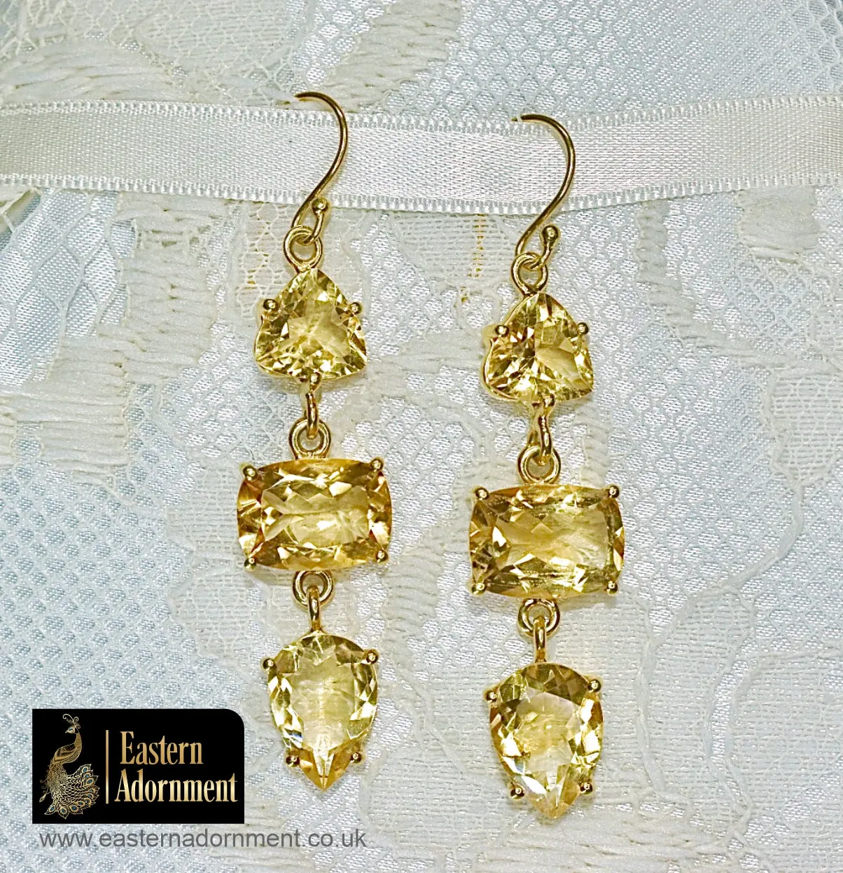 Citrine and Gold Plate Statement Earrings