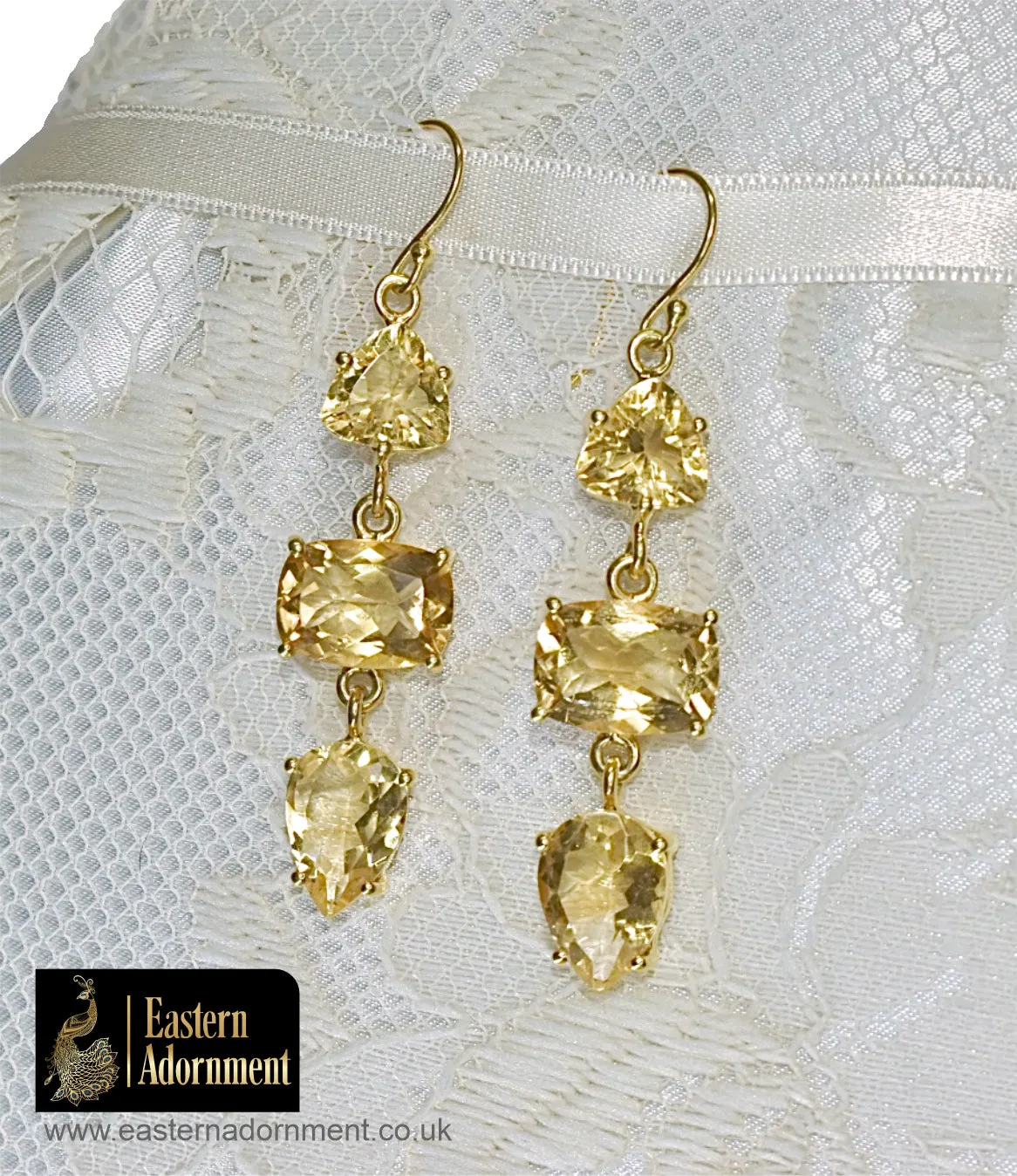 Citrine and Gold Plate Statement Earrings