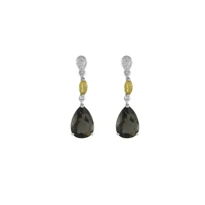 Citrine, Smokey Topaz Diamond Accent Sterling Silver Earrings