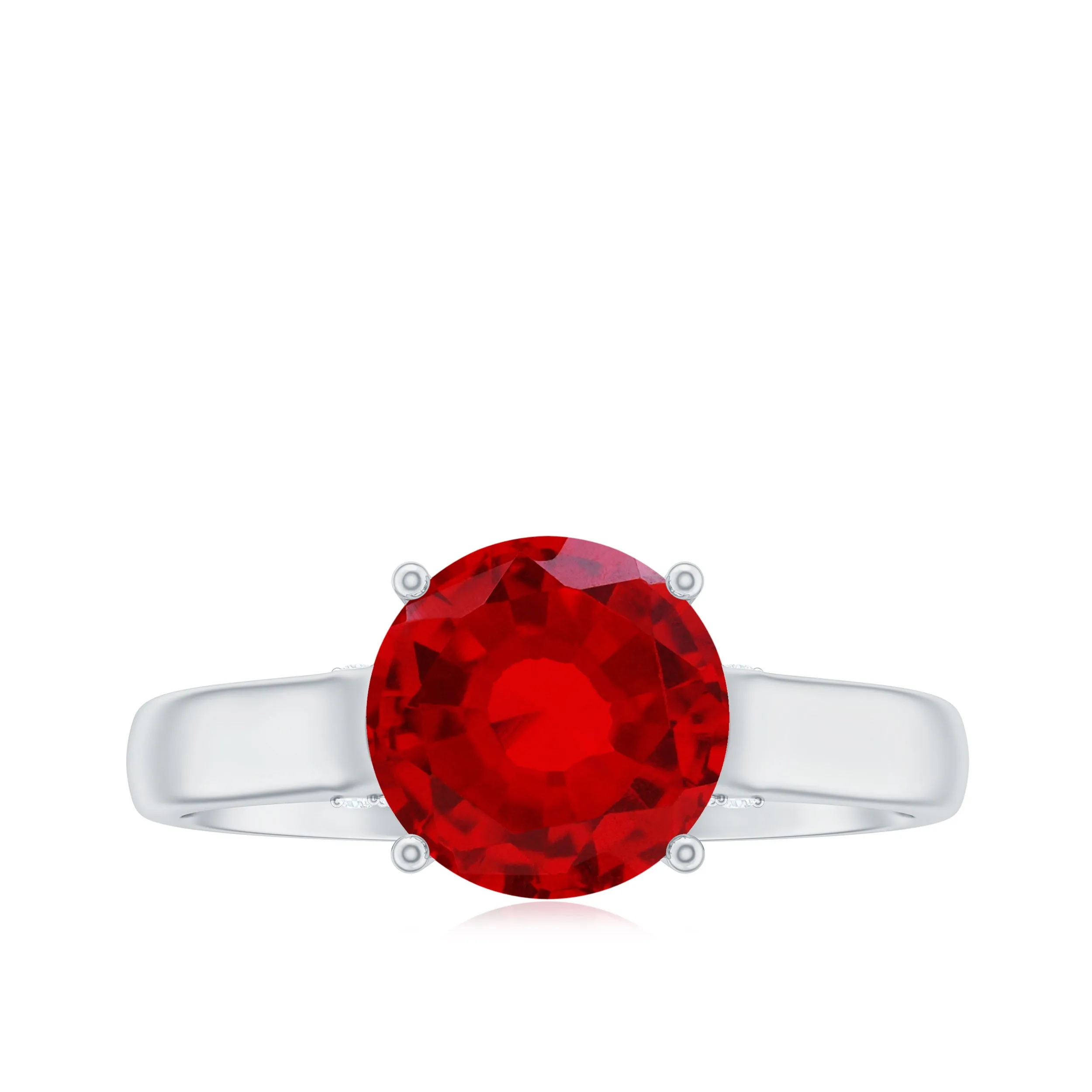 Classic Created Ruby Solitaire Ring with Surprise Diamond