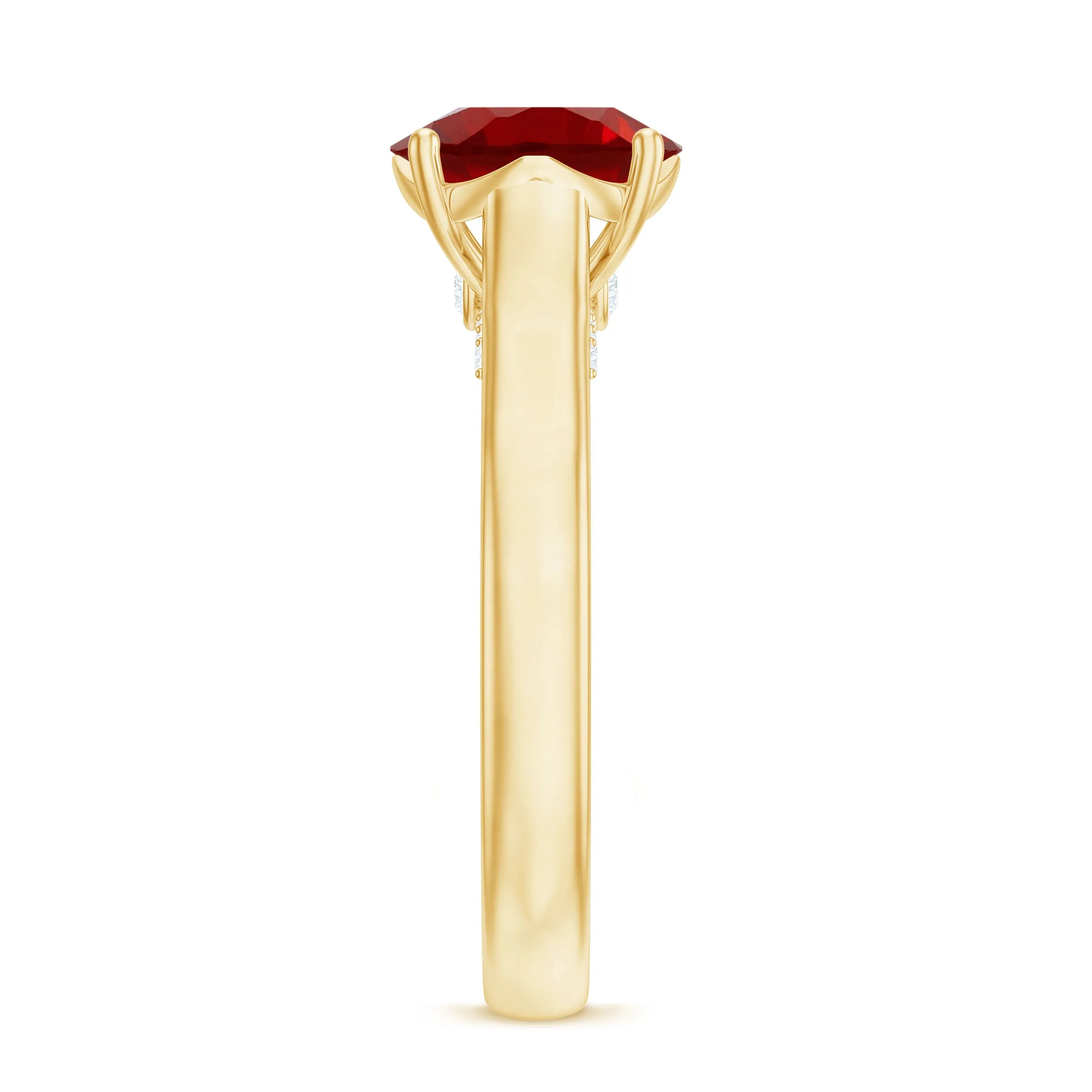 Classic Created Ruby Solitaire Ring with Surprise Diamond