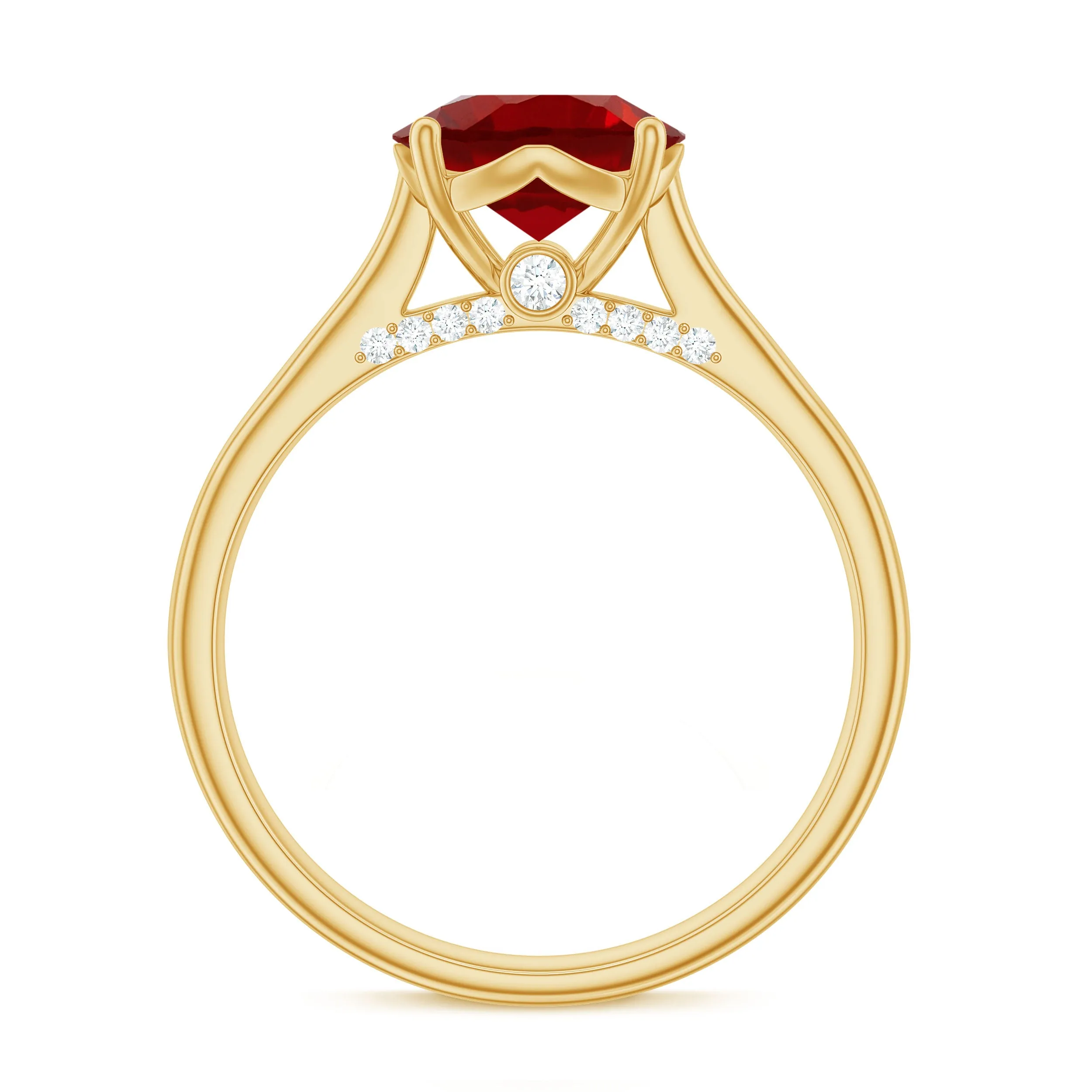 Classic Created Ruby Solitaire Ring with Surprise Diamond