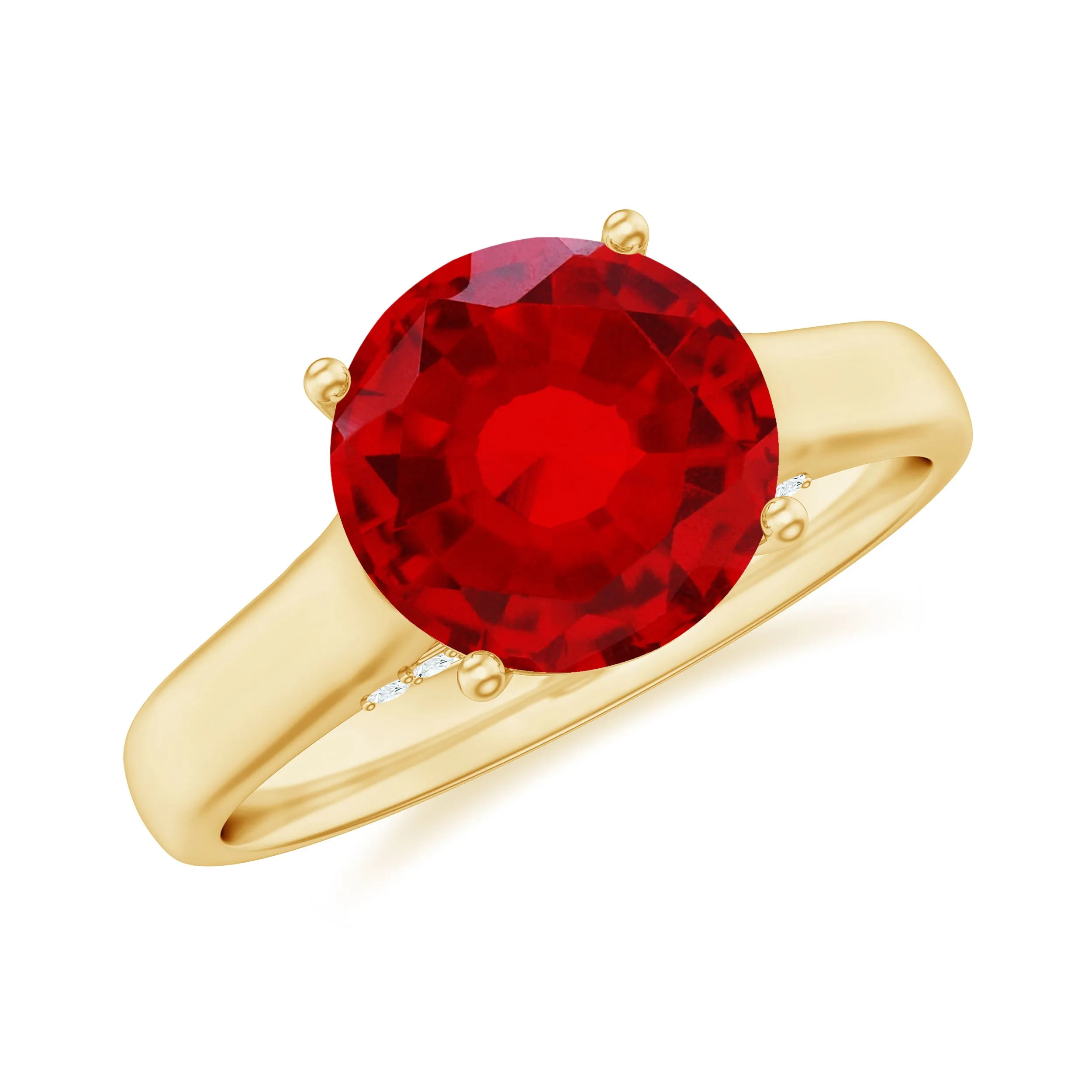 Classic Created Ruby Solitaire Ring with Surprise Diamond