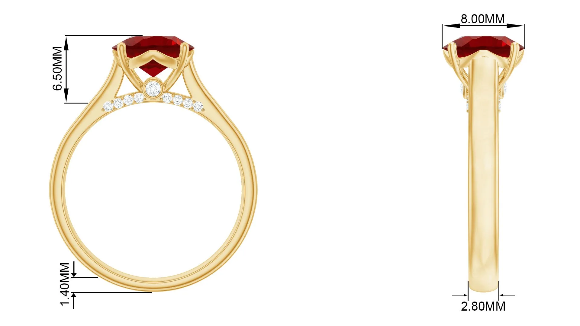 Classic Created Ruby Solitaire Ring with Surprise Diamond