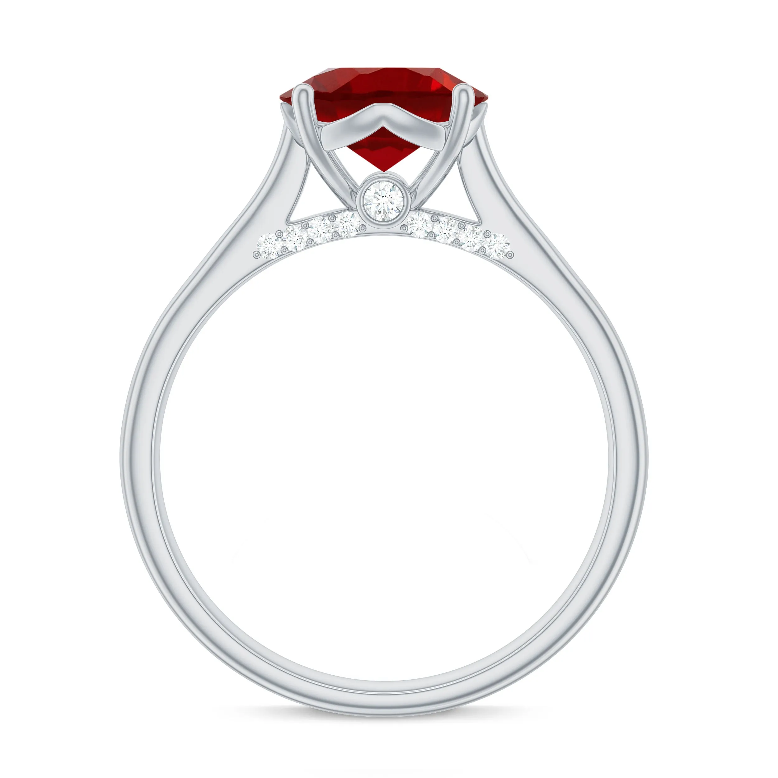 Classic Created Ruby Solitaire Ring with Surprise Diamond