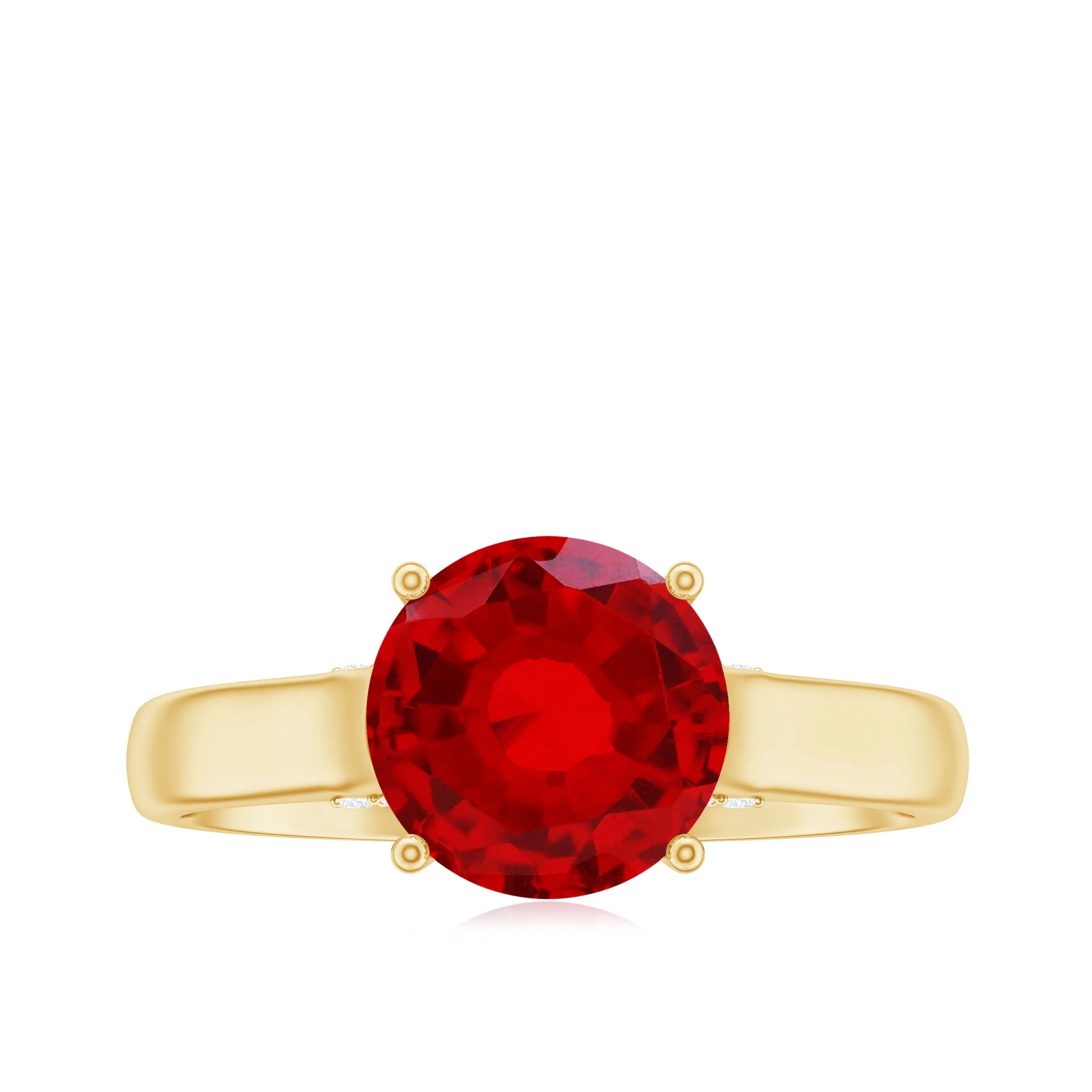 Classic Created Ruby Solitaire Ring with Surprise Diamond