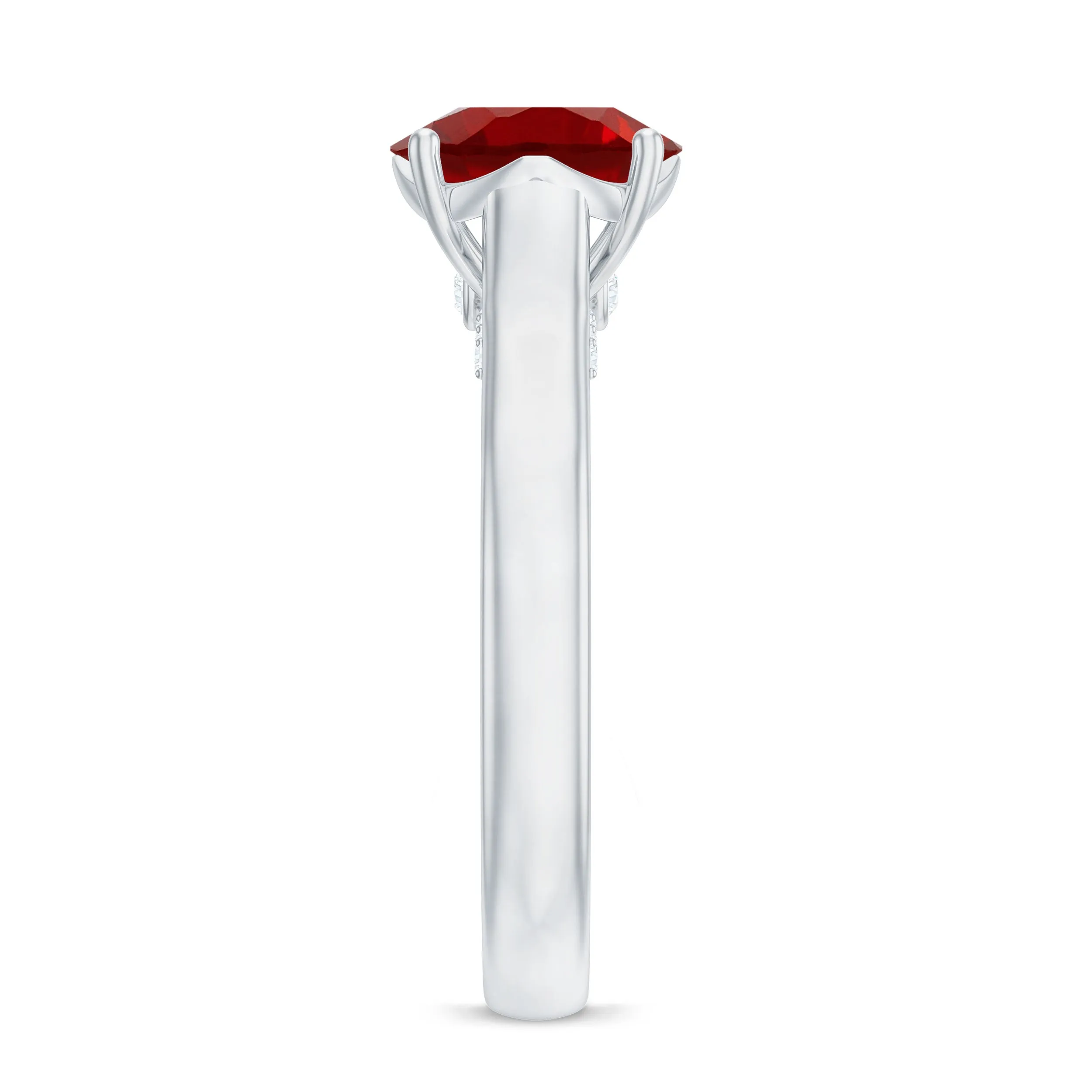 Classic Created Ruby Solitaire Ring with Surprise Diamond