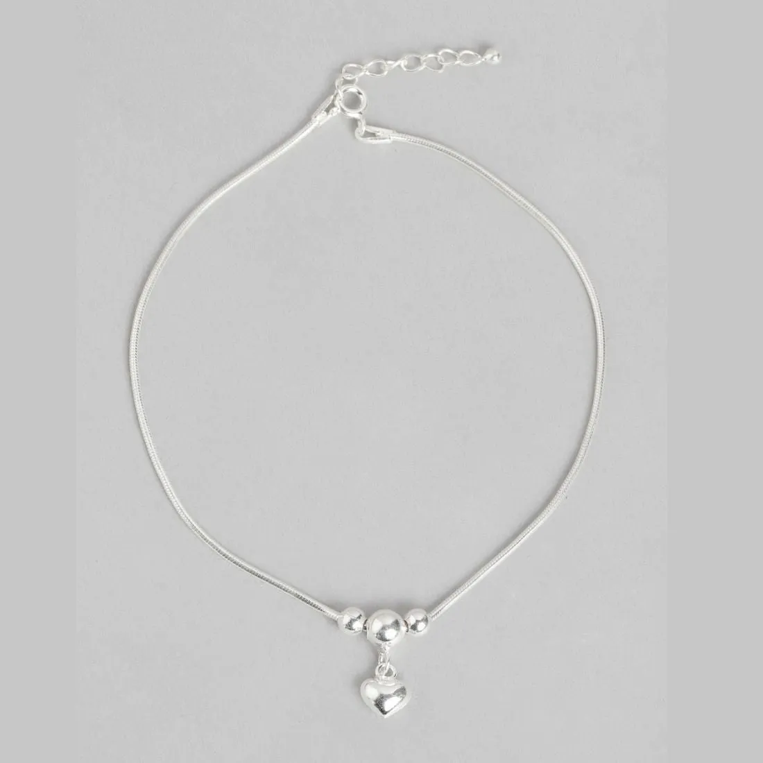 Classic Rhodium Plated Drop 925 Sterling Silver Chain Anklet