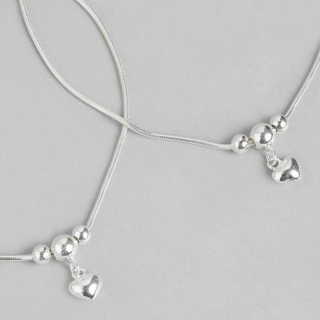 Classic Rhodium Plated Drop 925 Sterling Silver Chain Anklet