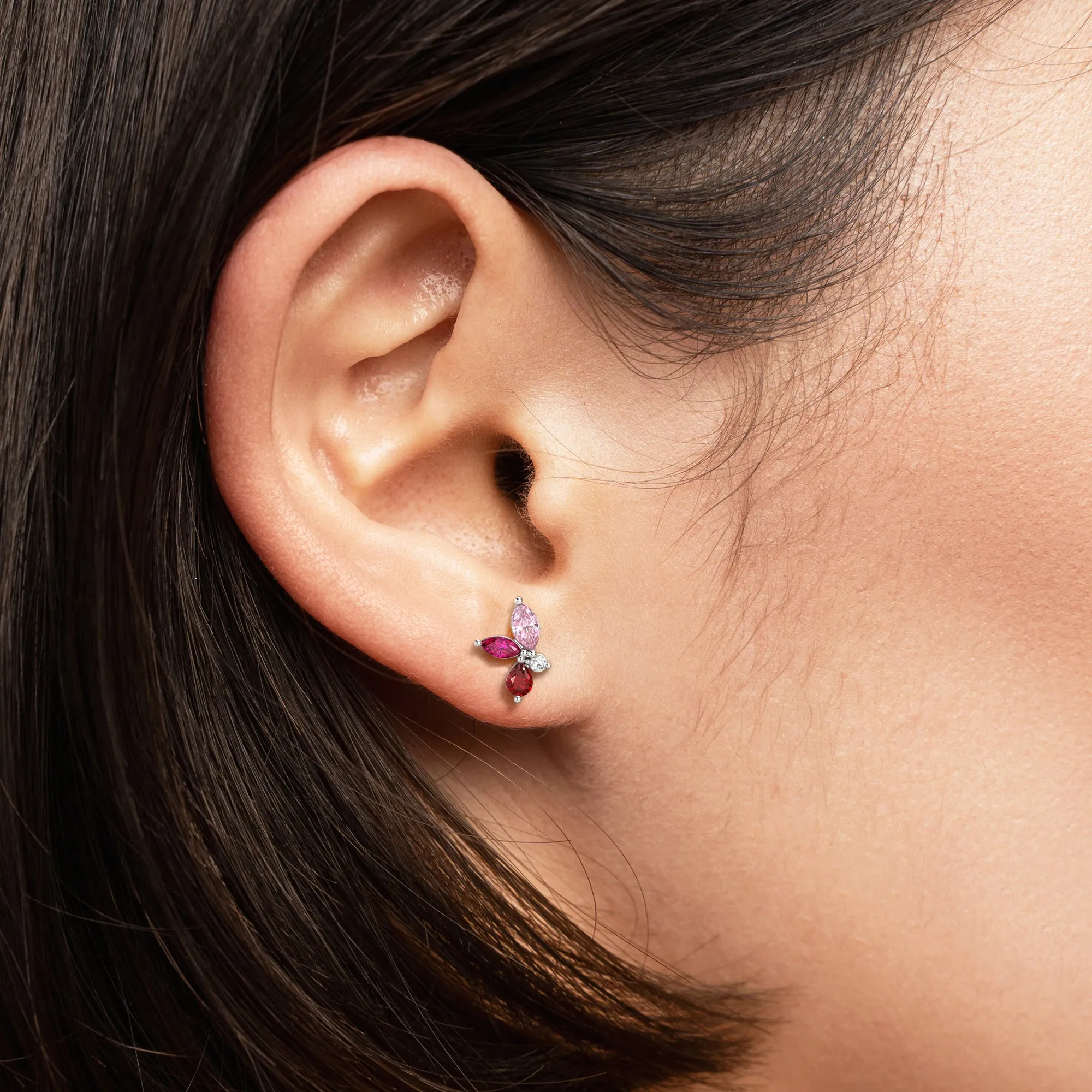 Cluster Pink Earrings in 925 Silver - Irosk Australia ®
