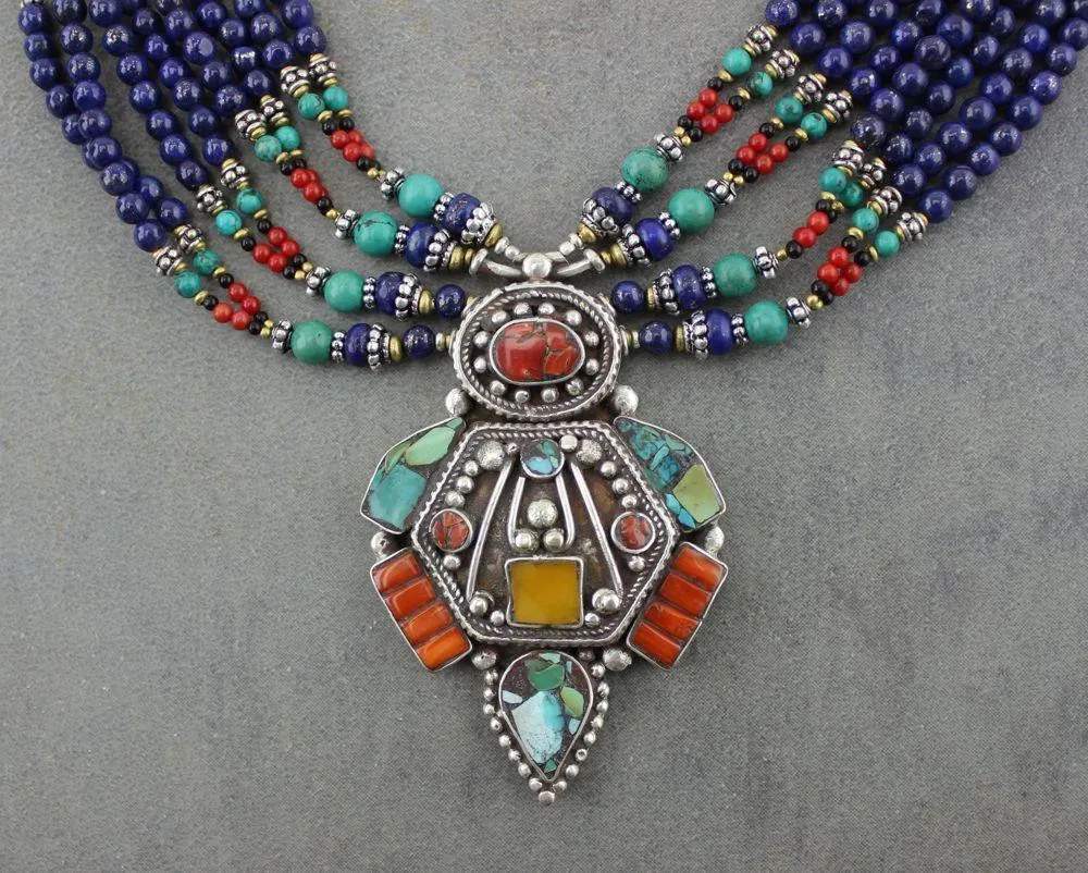 Coral and Turquoise Tibetan Necklace
