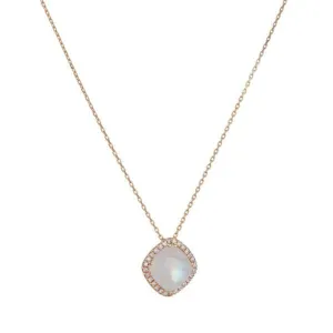 Cushion Cut Rainbow Moonstone Necklace