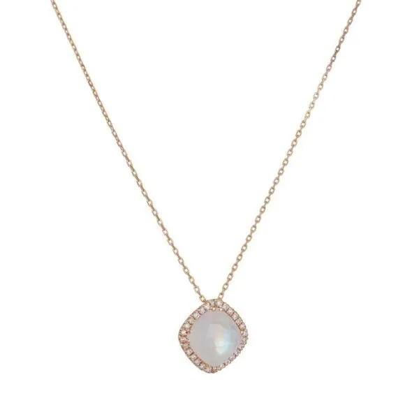 Cushion Cut Rainbow Moonstone Necklace
