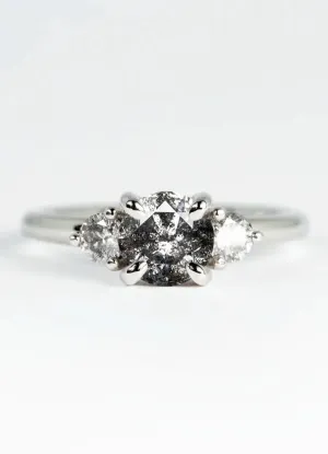 Custom Salt & Pepper Diamond Trilogy Engagement Rings