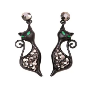 Cute Cat Stud Earrings Crystal Drop Earrings Women Jewelry Cat Lover Gifts