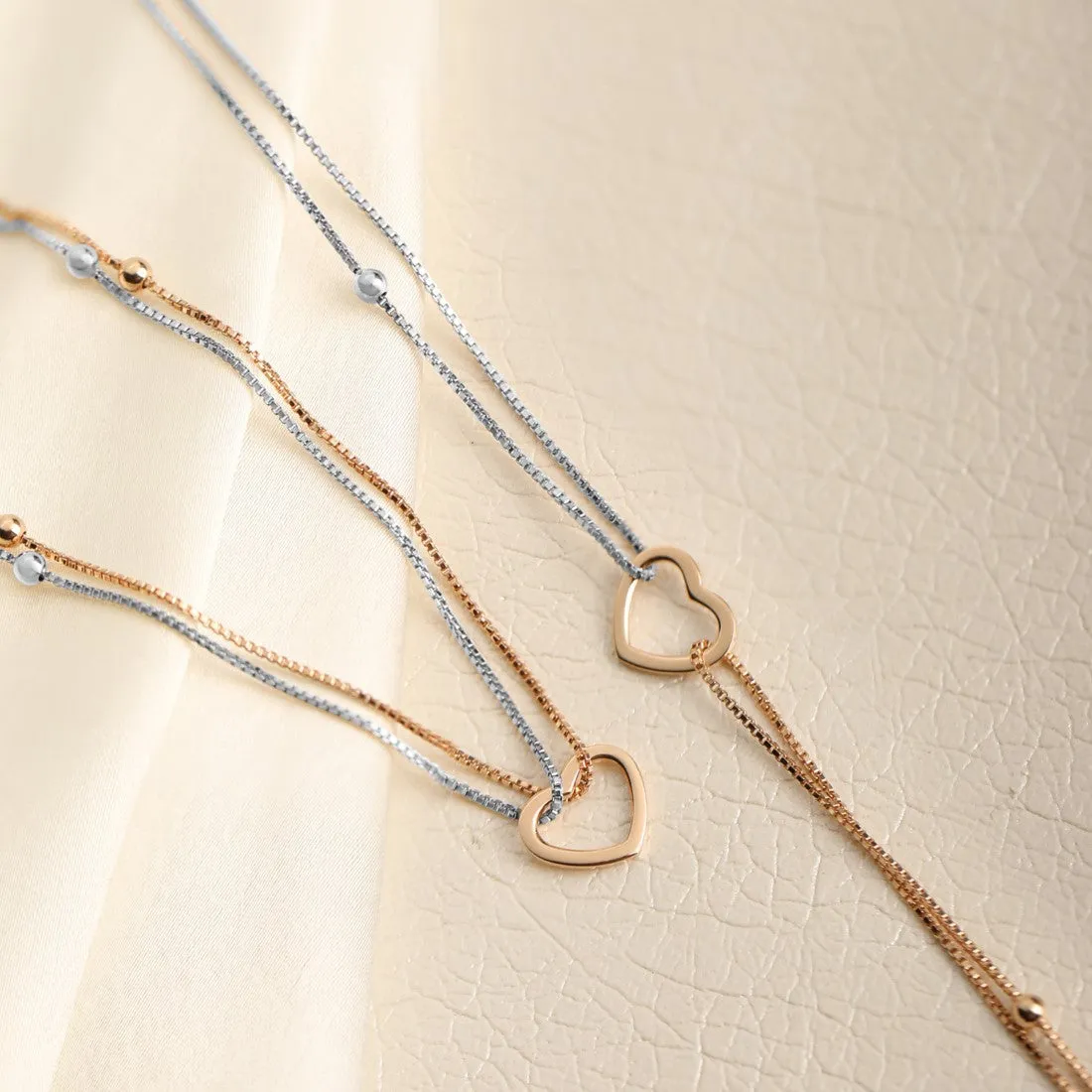Dainty Hearts Dual-Tone 925 Sterling Silver Anklet