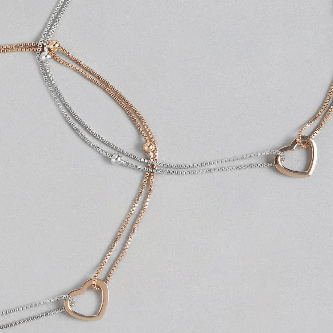 Dainty Hearts Dual-Tone 925 Sterling Silver Anklet