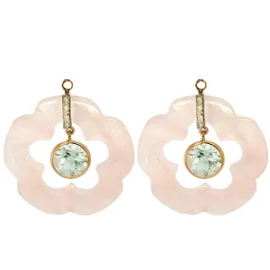 Dangling Flower Earring Pendants (Rose Quartz)