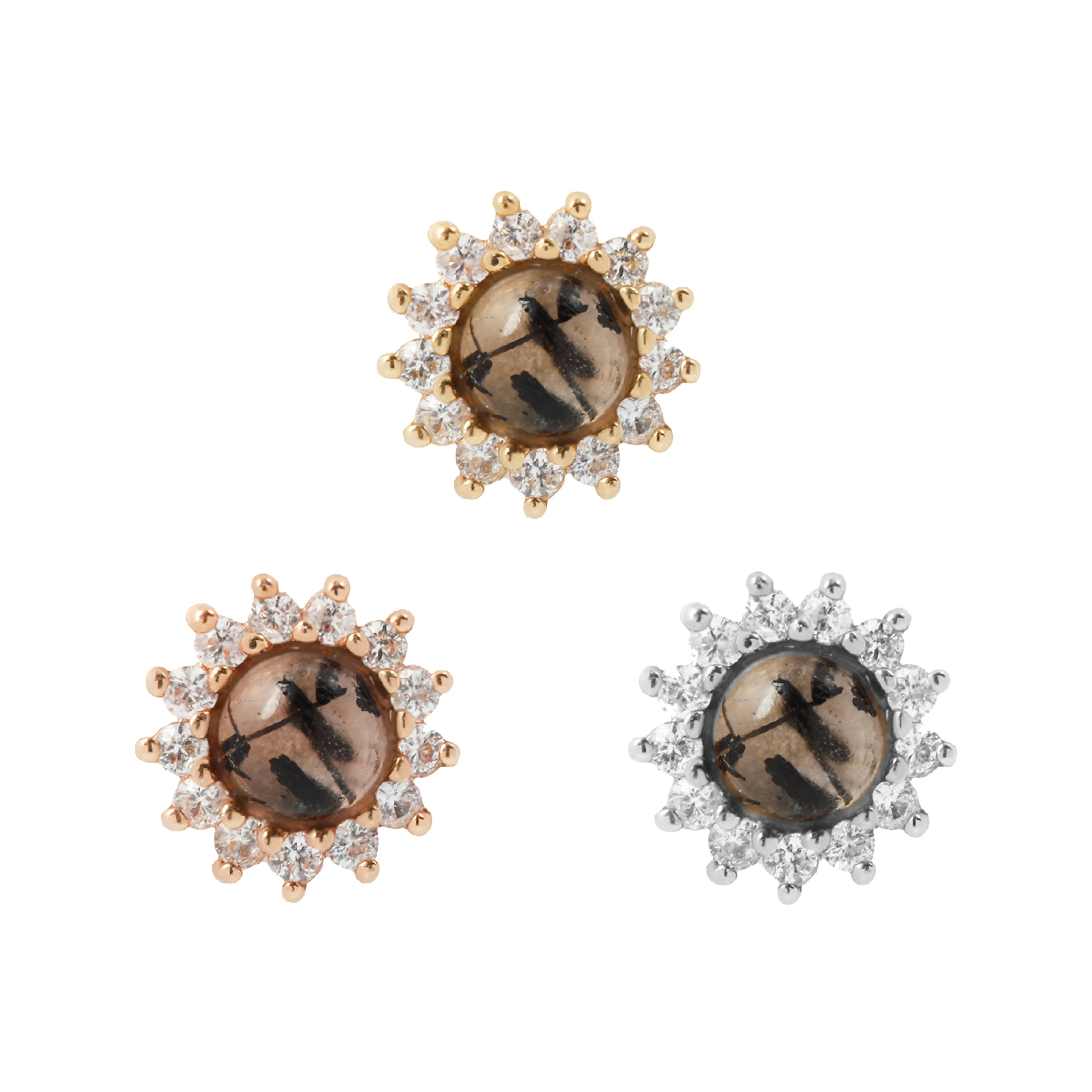 Delphine - Tourmalated Quartz   White Sapphire - Threadless End