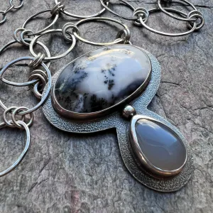 Dendritic Opal and Chalcedony Sterling Silver Necklace - Handmade One-of-a-kind Pendant on Sterling Silver Chain