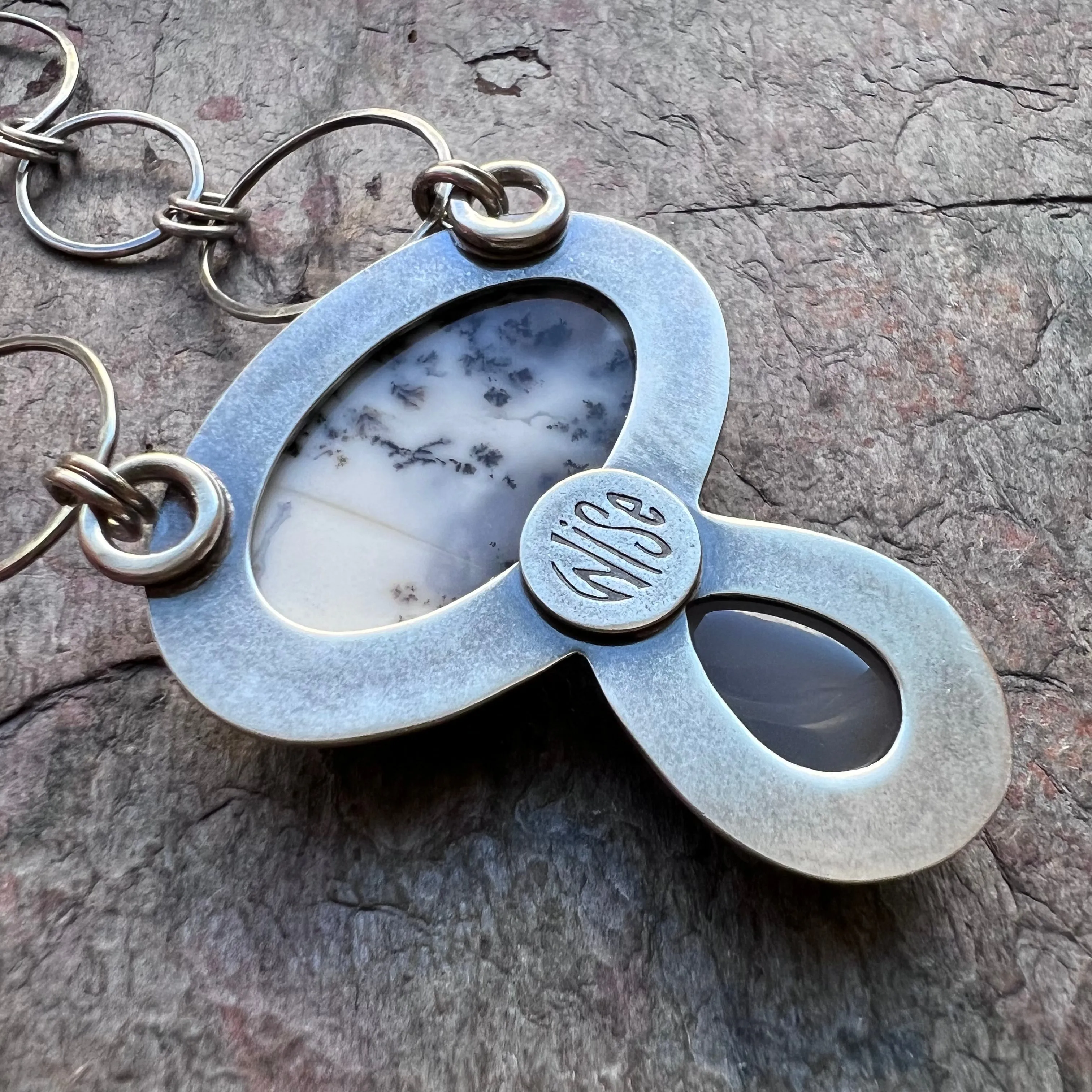 Dendritic Opal and Chalcedony Sterling Silver Necklace - Handmade One-of-a-kind Pendant on Sterling Silver Chain