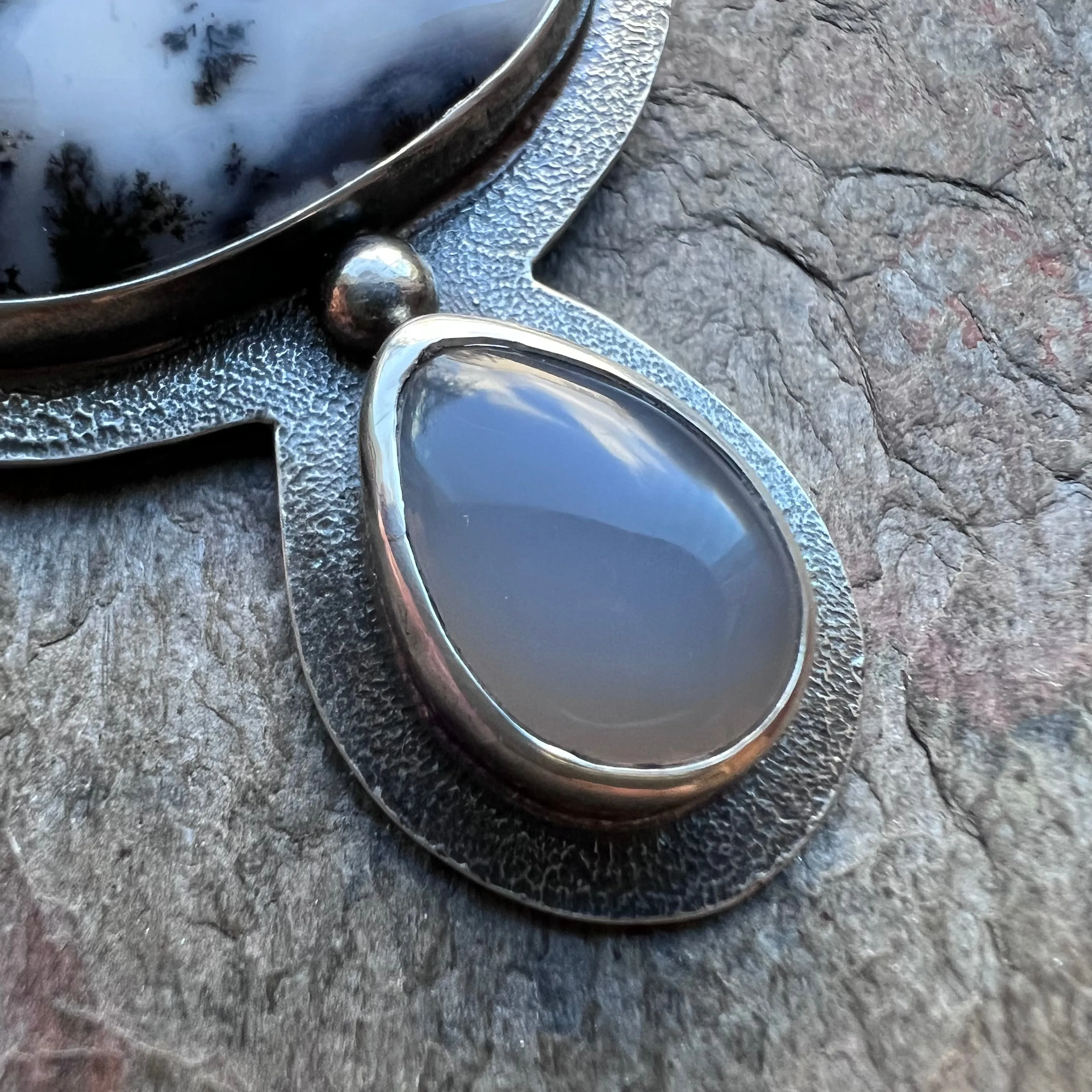 Dendritic Opal and Chalcedony Sterling Silver Necklace - Handmade One-of-a-kind Pendant on Sterling Silver Chain