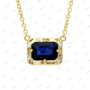 Diamond & Blue Sapphire Pendant Necklace