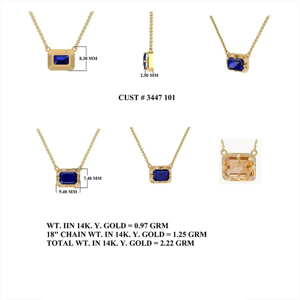 Diamond & Blue Sapphire Pendant Necklace